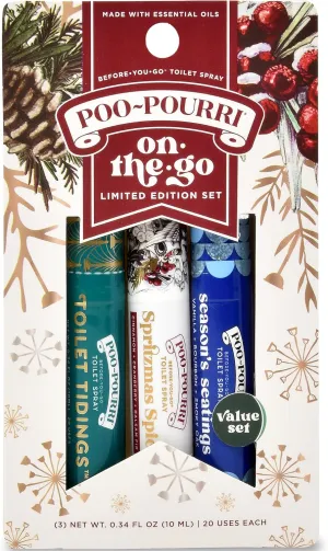Poo-Pourri Before-You-Go Toilet Spray, Holiday On-The-Go Travel Size 10 mL - 3 Pack Gift Set
