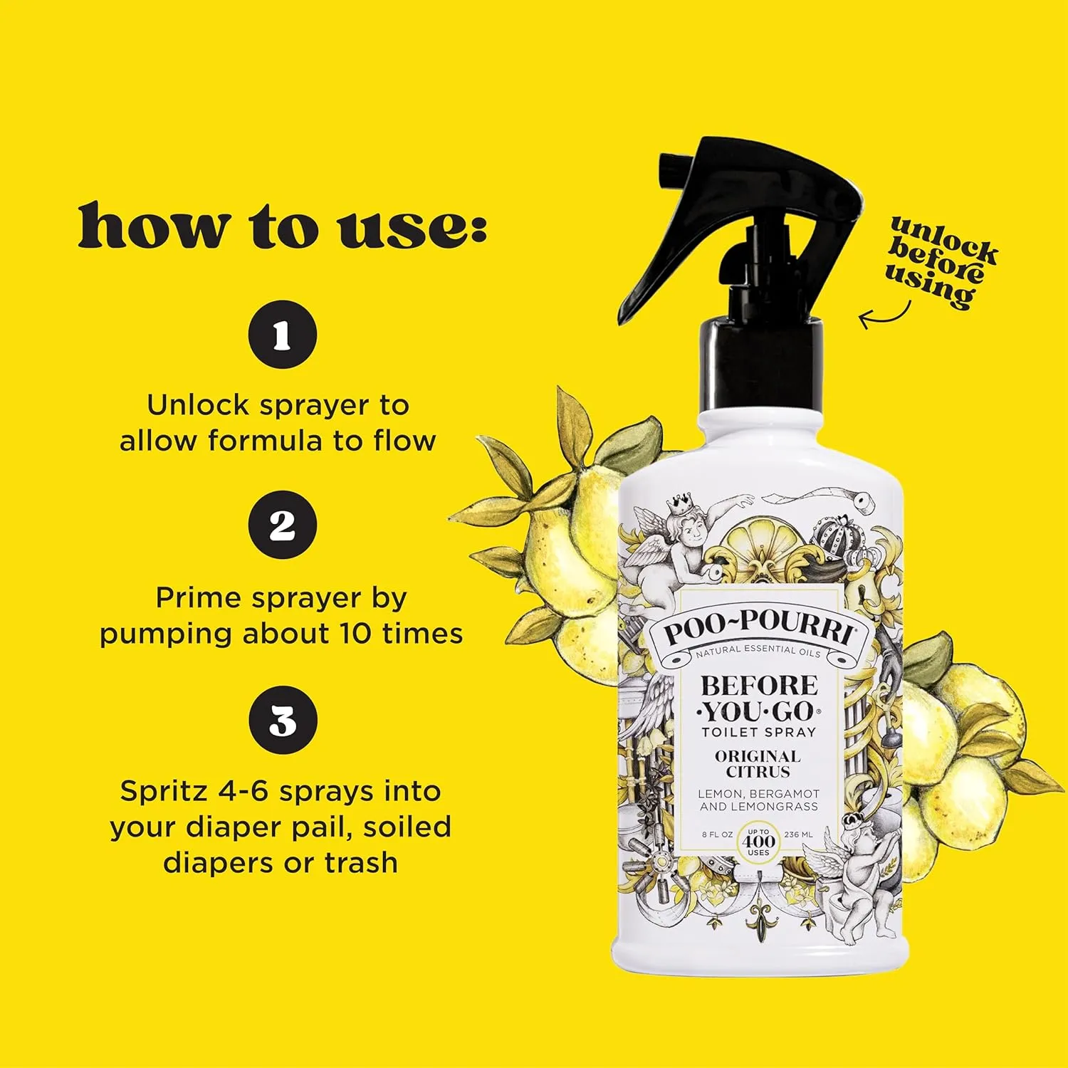 Poo-Pourri Before-You-Go Toilet Spray, Lavender Vanilla, 8 Fl Oz - Lavender, Vanilla and Citrus