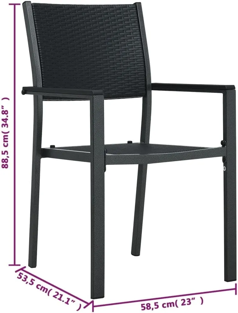 Pool Chair, Balcony Chairs, Patio Chairs 4 pcs, Easy to Clean Suitable for Patio, Porch, Backyard, Balcony, Poolside, Garden Black Plastic Rattan Look