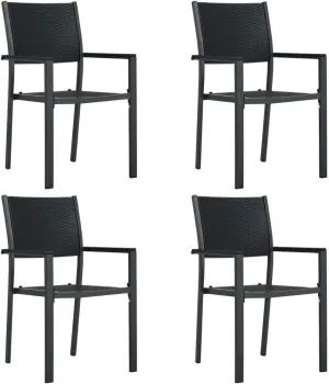 Pool Chair, Balcony Chairs, Patio Chairs 4 pcs, Easy to Clean Suitable for Patio, Porch, Backyard, Balcony, Poolside, Garden Black Plastic Rattan Look