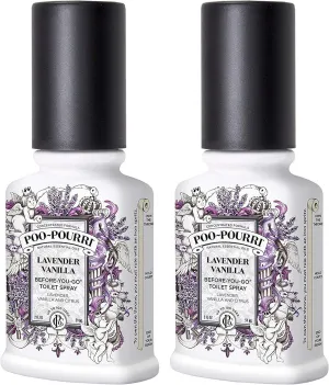 PooPourri Before You Go Spray, Lavender Vanilla, 2 Count of 2 Fl Oz Bottle, 4 Fl Oz