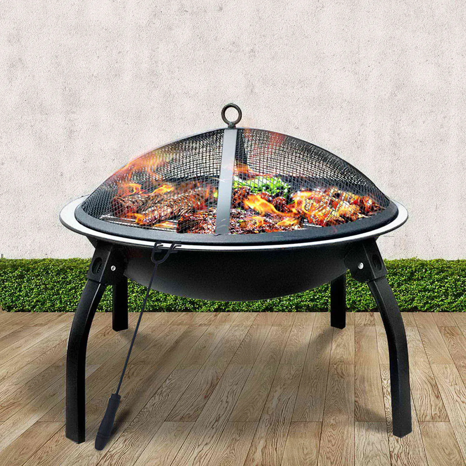 Portable 30" Fire Pit, BBQ, Charcoal, Grill Smoker