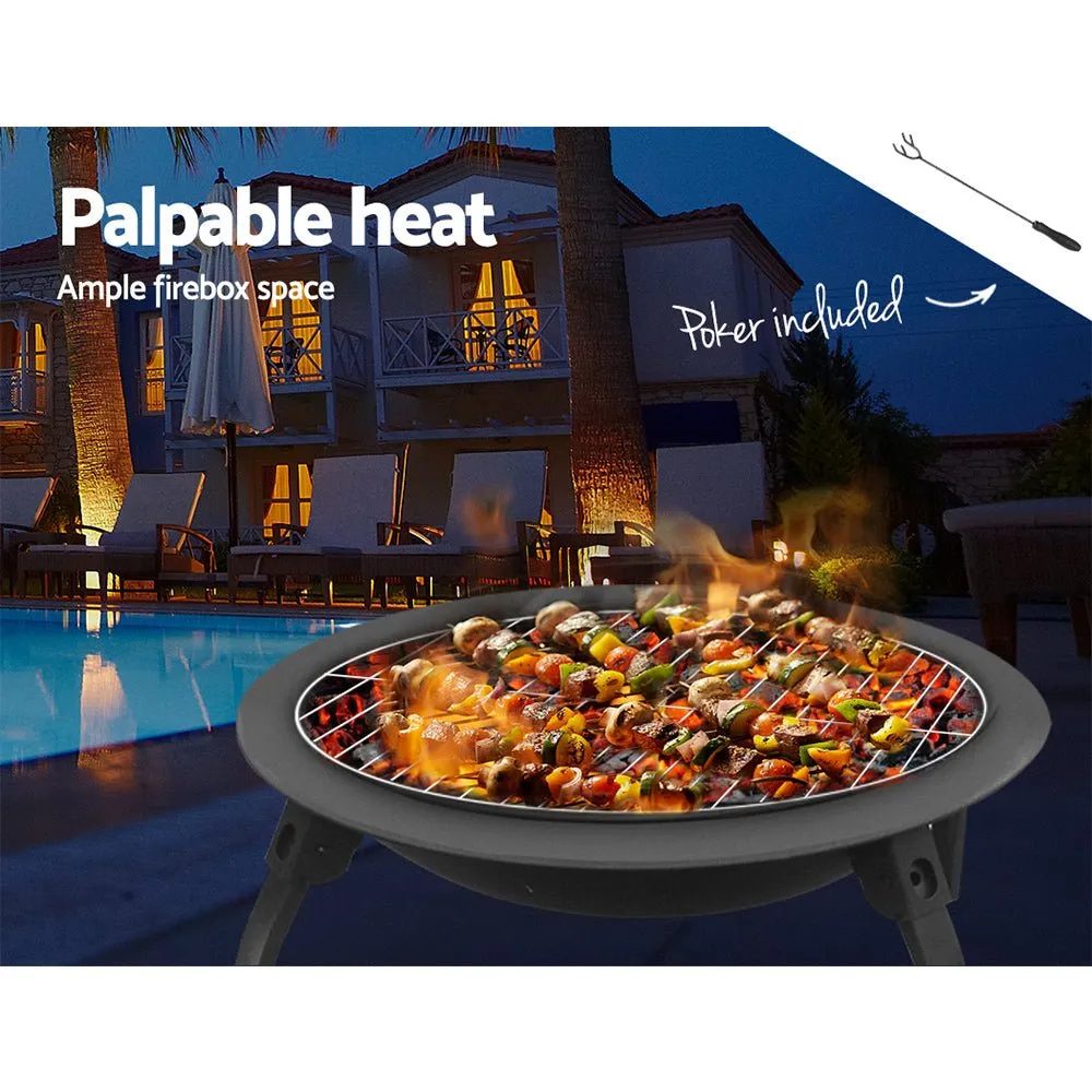 Portable 30" Fire Pit, BBQ, Charcoal, Grill Smoker