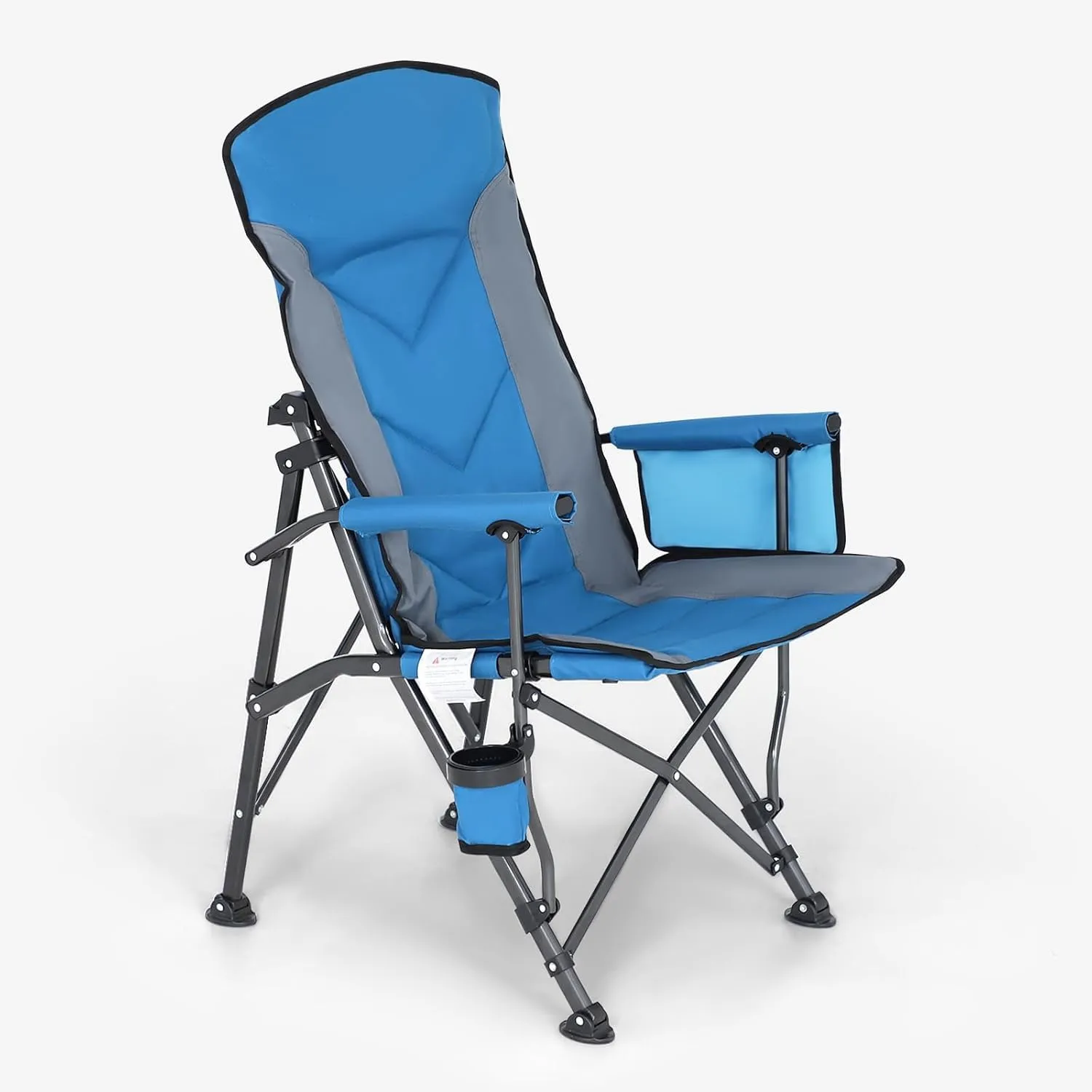 Portable Camping Chair,Adjustable High Back Camp Chair Oversized Folding Chair with Padded Lumbar Support,Side Pocket,Carry Bag,Outdoor Chair for Beach Garden Lawn,Heavy Duty Supports 400lbs(Blue)