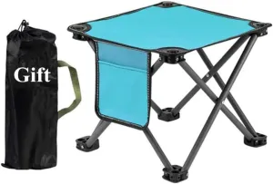 Portable Camping Stool with Side Pocket Camping Seat 11.81in Folding Camping Stool Portable Outdoor Camping Chair with Carry Bag for Outdoor Travel Camping Fishing Hiking