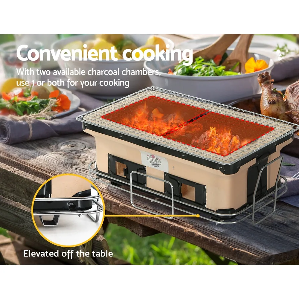 Portable Ceramic Hibachi Charcoal BBQ Grill