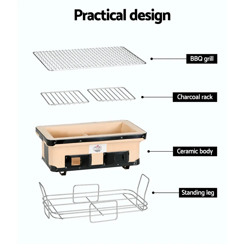 Portable Ceramic Hibachi Charcoal BBQ Grill