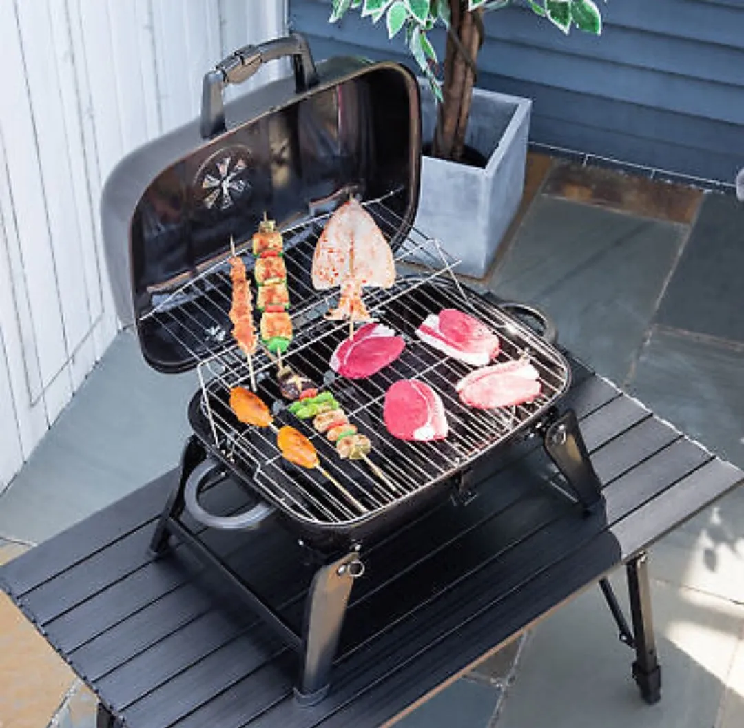 Portable Charcoal Grill - Compact Tabletop BBQ for 3-4 People, Foldable Design, Easy Transport