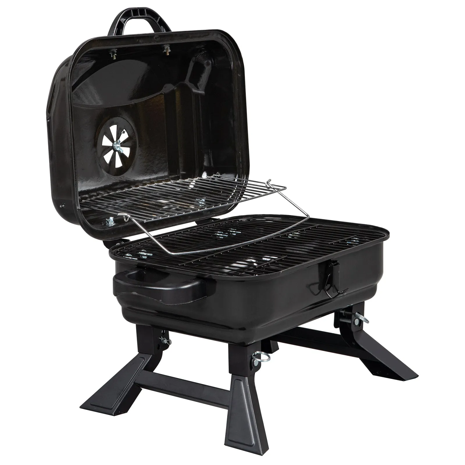 Portable Charcoal Grill - Compact Tabletop BBQ for 3-4 People, Foldable Design, Easy Transport