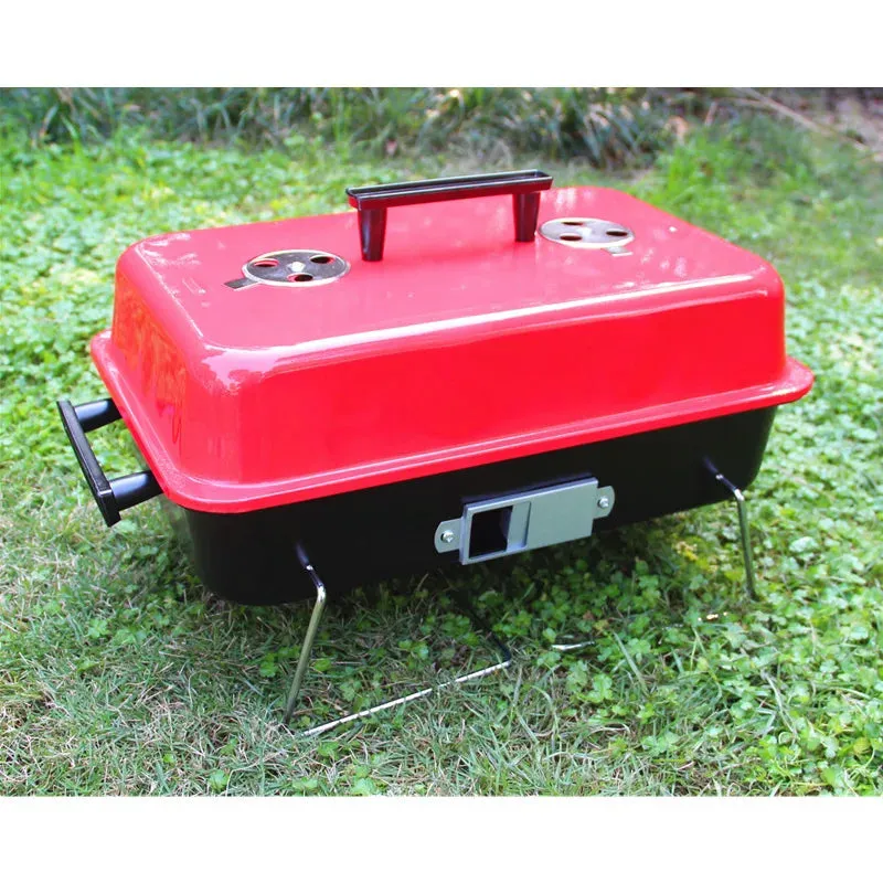 Portable Charcoal Grill, Tabletop Outdoor Barbecue Smoker Small BBQ Grill for Outdoor Cooking Backyard Camping Picnics Beach