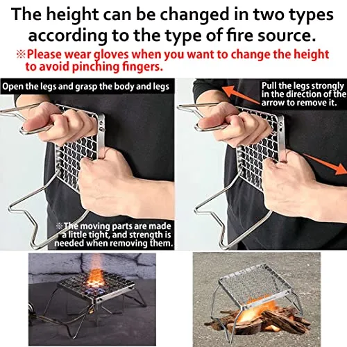 Portable Folding Camping Campfire Grill over Fire Split Stoves