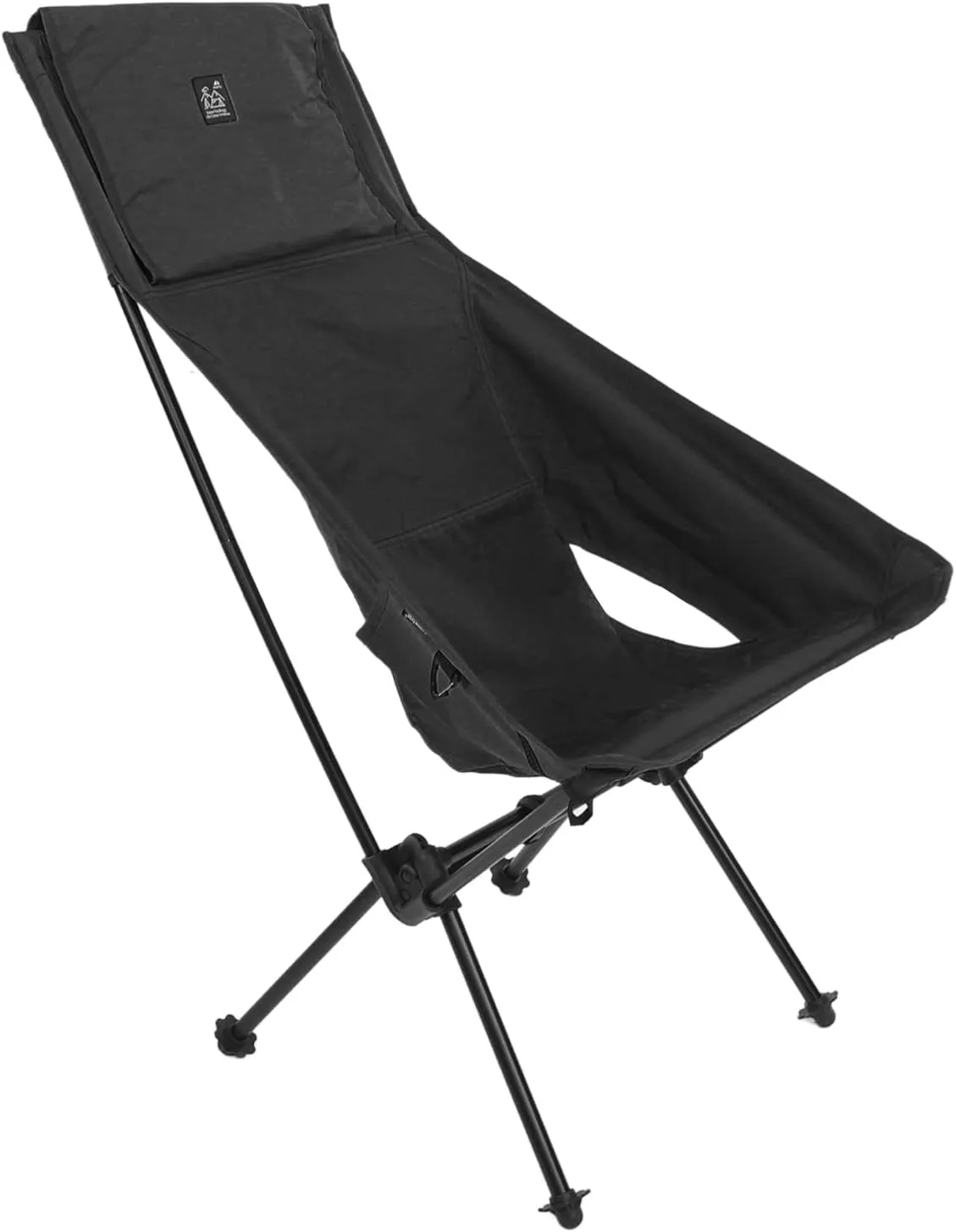 Portable Folding Camping Chair Ergonomic Design, All Aluminum Alloy Bracket, Storage Pocket, Suitable for Travel Beach Picnic, Polyester Fabric (Black)