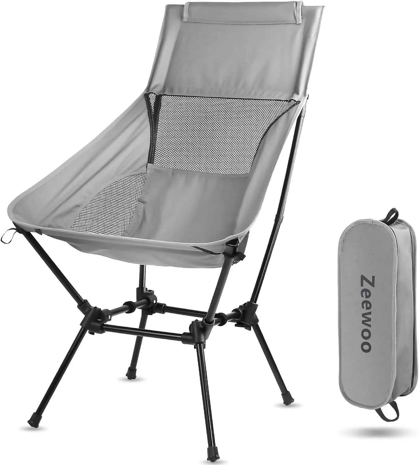 Portable High Back Camping Chair - 2025 Upgraded, Aluminum Alloy Frame, Rustproof & Waterproof, Adjustable Height, Breathable Mesh, Lightweight Folding Chair with Headrest for Outdoor, Comfortable