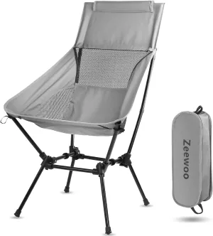Portable High Back Camping Chair - 2025 Upgraded, Aluminum Alloy Frame, Rustproof & Waterproof, Adjustable Height, Breathable Mesh, Lightweight Folding Chair with Headrest for Outdoor, Comfortable