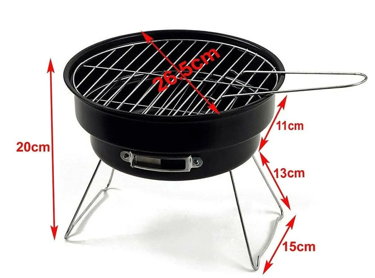 Portable Round Charcoal Grill Outdoor Tabletop Stainless Steel BBQ Folding Pot Grill Kitchen Cooking Tools
