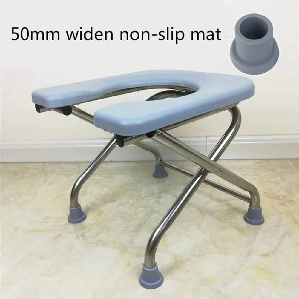 Portable Toilet Seat, Folding Commode, 16.5" High Stainless Steel Camping Toilets, Comfort Chair Perfect for Camping, Hiking, Trips, Construction Sites