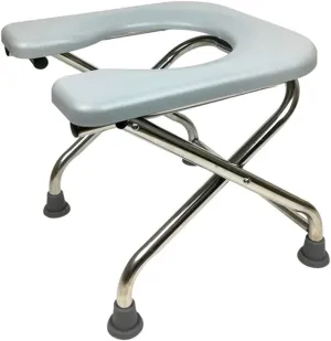 Portable Toilet Seat, Folding Commode, 16.5" High Stainless Steel Camping Toilets, Comfort Chair Perfect for Camping, Hiking, Trips, Construction Sites