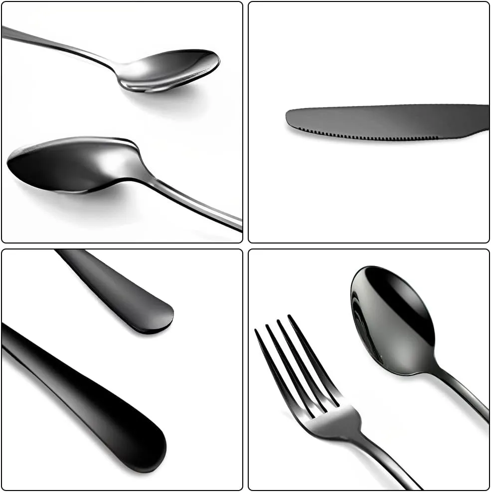 Portable Travel Utensils Set, 18/8 Stainless Steel 3 PCS Cutlery Set Including Knife Fork and Spoon, Reusable Travel Silverware Set with Case for Lunch Box Camping School Office