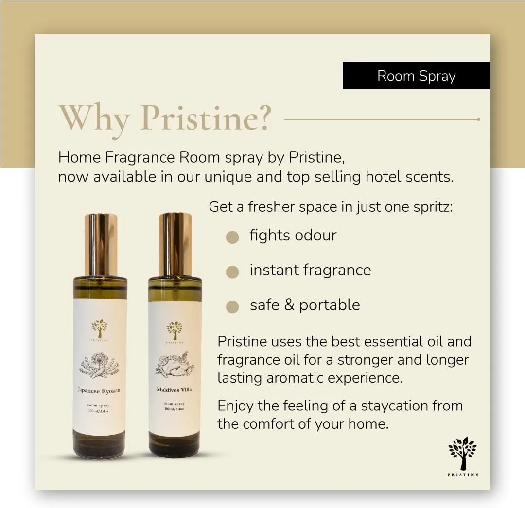 PRISTINE English Country Inn/Inspired by Ritz Carlton Linen & Room Spray Air Freshener, Made With Essential Oils, Fragrance room spray with Strawberry and Vanilla 3.4oz Pillow Spray