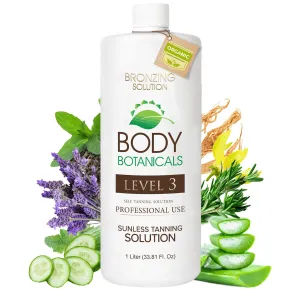 Professional Sunless Tanning Spray Tan Solution, Organic Essential Oils, Airbrush Formula, 33.8 Fl Oz. (Level 3 (12% DHA))