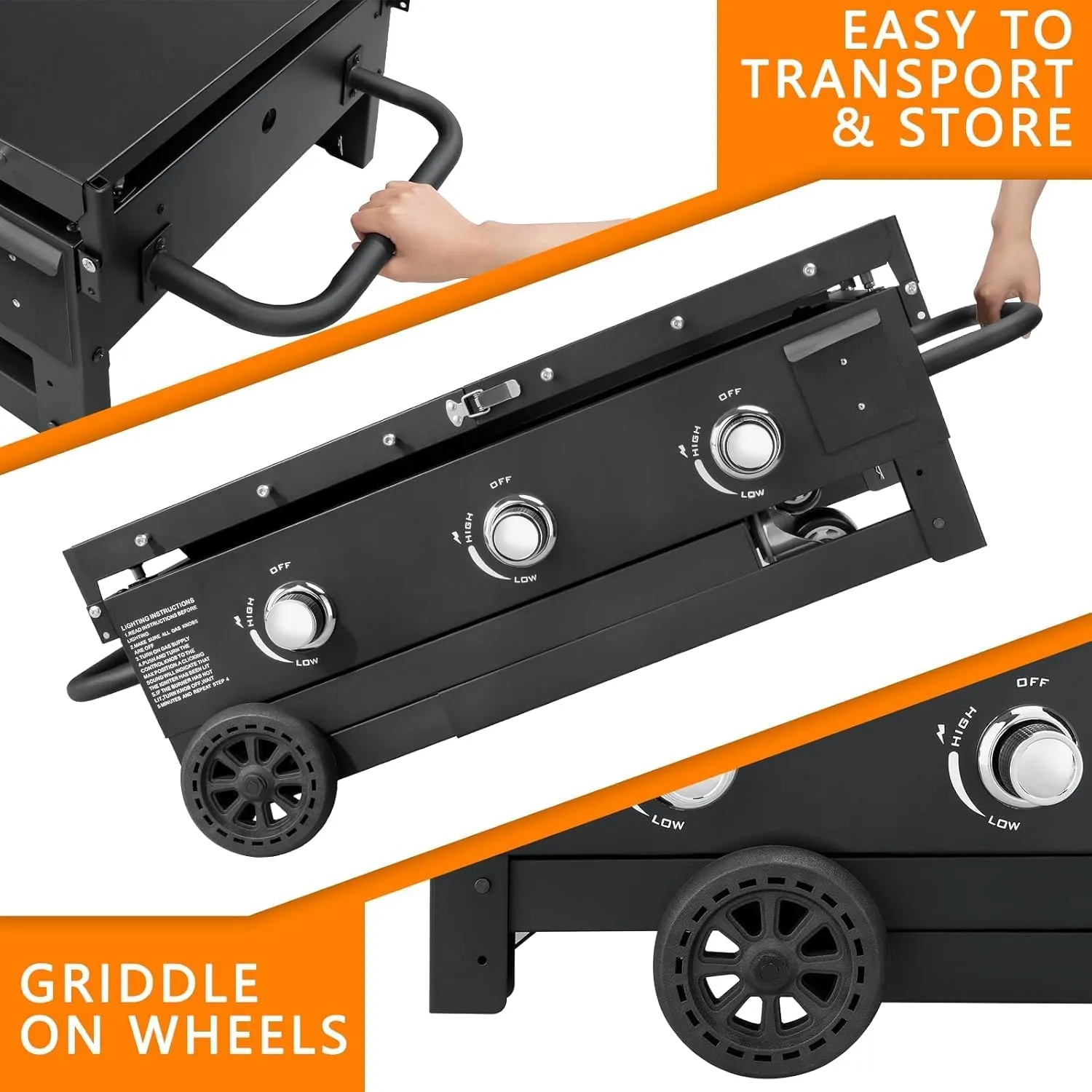 Propane Outdoor -45000 Top Fuelled, Portabl BTU Expedited shipping Griddle Gas Propane Grill-31.5 Top Inch Burners Griddle, Griddle Table Shelves with Station Side Foldable Recommended 3 Flat Gas SKOK