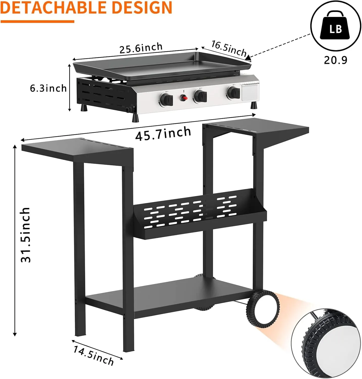 Propane Outdoor -45000 Top Fuelled, Portabl BTU Expedited shipping Griddle Gas Propane Grill-31.5 Top Inch Burners Griddle, Griddle Table Shelves with Station Side Foldable Recommended 3 Flat Gas SKOK