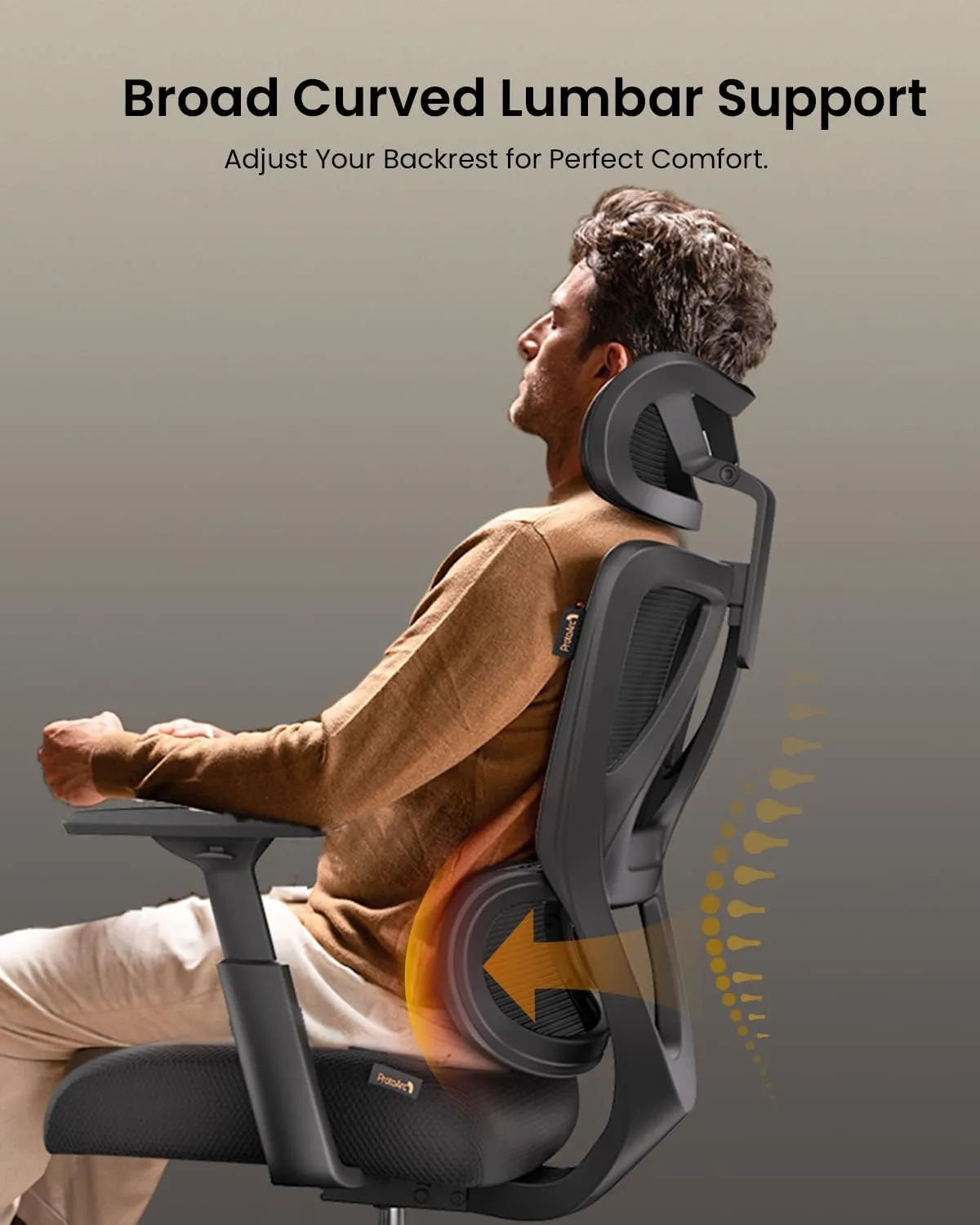 ProtoArc Ergonomic Office Chair for Home Office, High Back Desk Chair with Thick Spring Cushion, Adjustable Headrest, Armrests, Big and Tall Mesh Computer Chairs for Long Hours Sitting, EC100 - Black