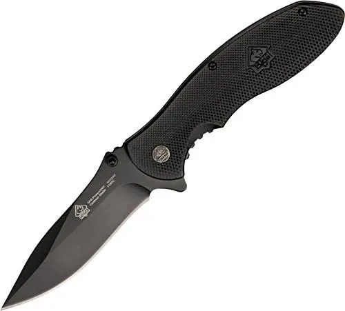 Puma SGB Pounce 3507 Black Aluminum Spring Assisted Tactical Folding Knife with Belt Clip