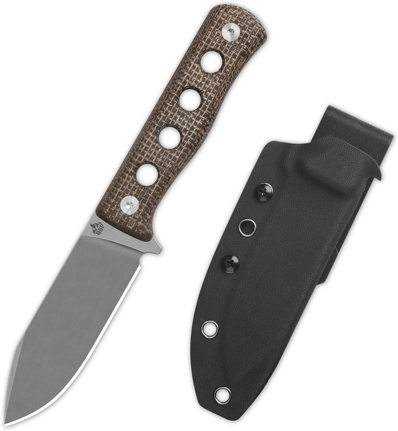 QSP CANARY FIXED BLADE HUNTING KNIFE with KYDEX SHEATH, SHARP BLADE with MICARTA HANDLES