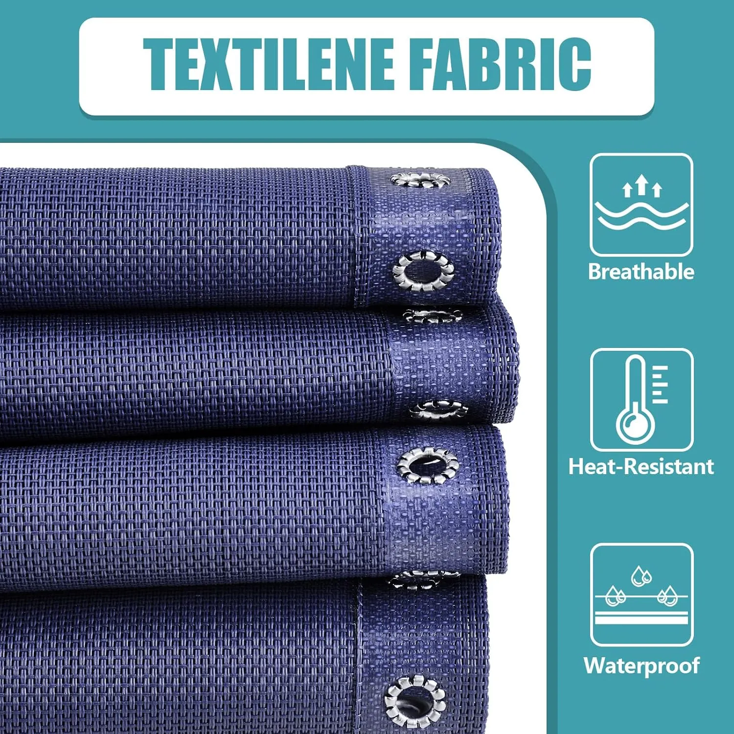 Queekay Chair Replacement Fabric with 4 Bungee Cord Lounge Chair Cloth Mesh Repair Kit for Patio Recliner Outdoor Lawn Pool(63 x 17 Inch,Blue)