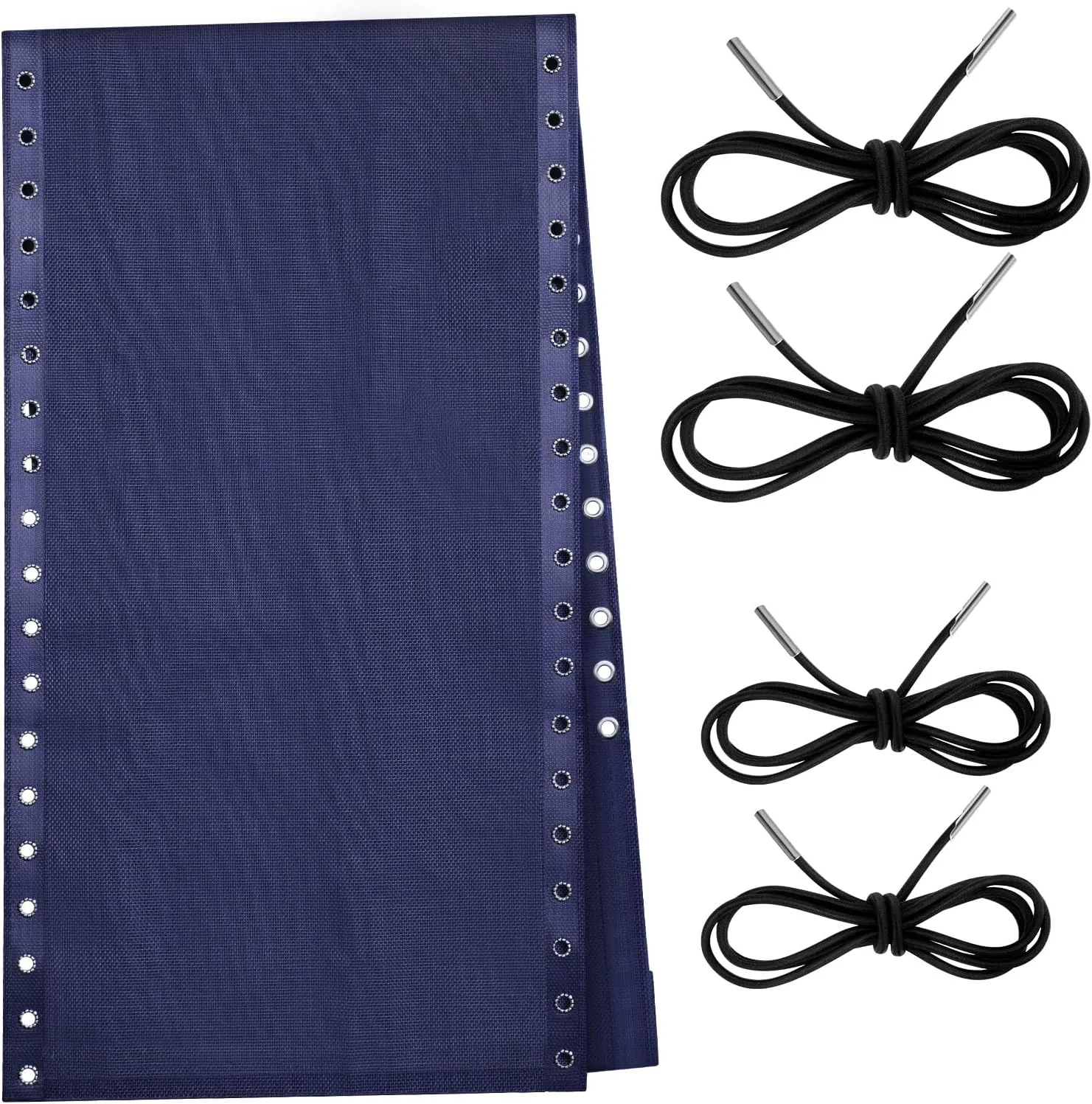 Queekay Chair Replacement Fabric with 4 Bungee Cord Lounge Chair Cloth Mesh Repair Kit for Patio Recliner Outdoor Lawn Pool(63 x 17 Inch,Blue)