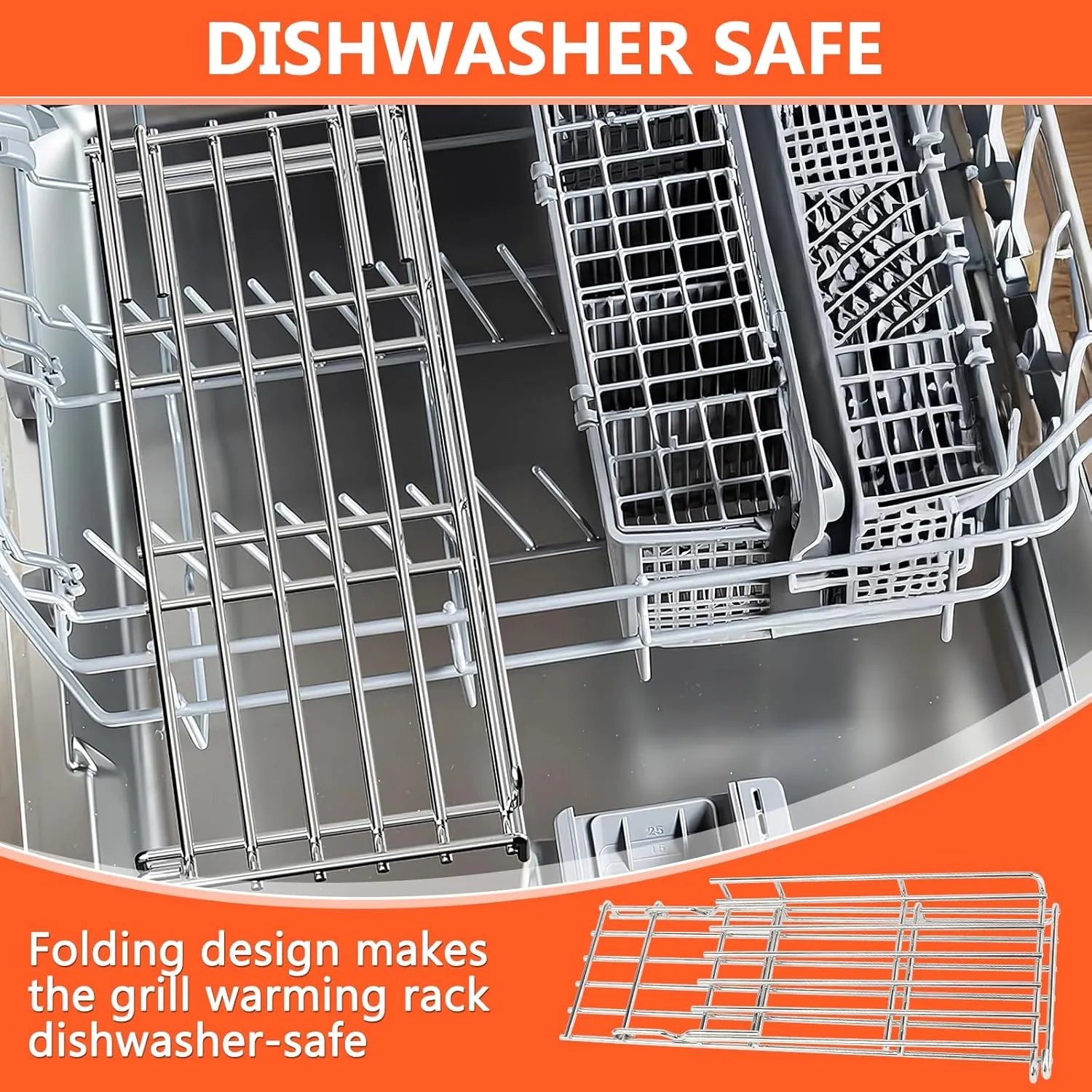 QuliMetal Grill Parts for Weber Genesis II 400 Series Gas Grills, Grill Warming Rack for Weber Genesis II E/S/SE-410, II E/S-435 Series, Stainless Steel Foldable Replacement Parts for Weber 66045