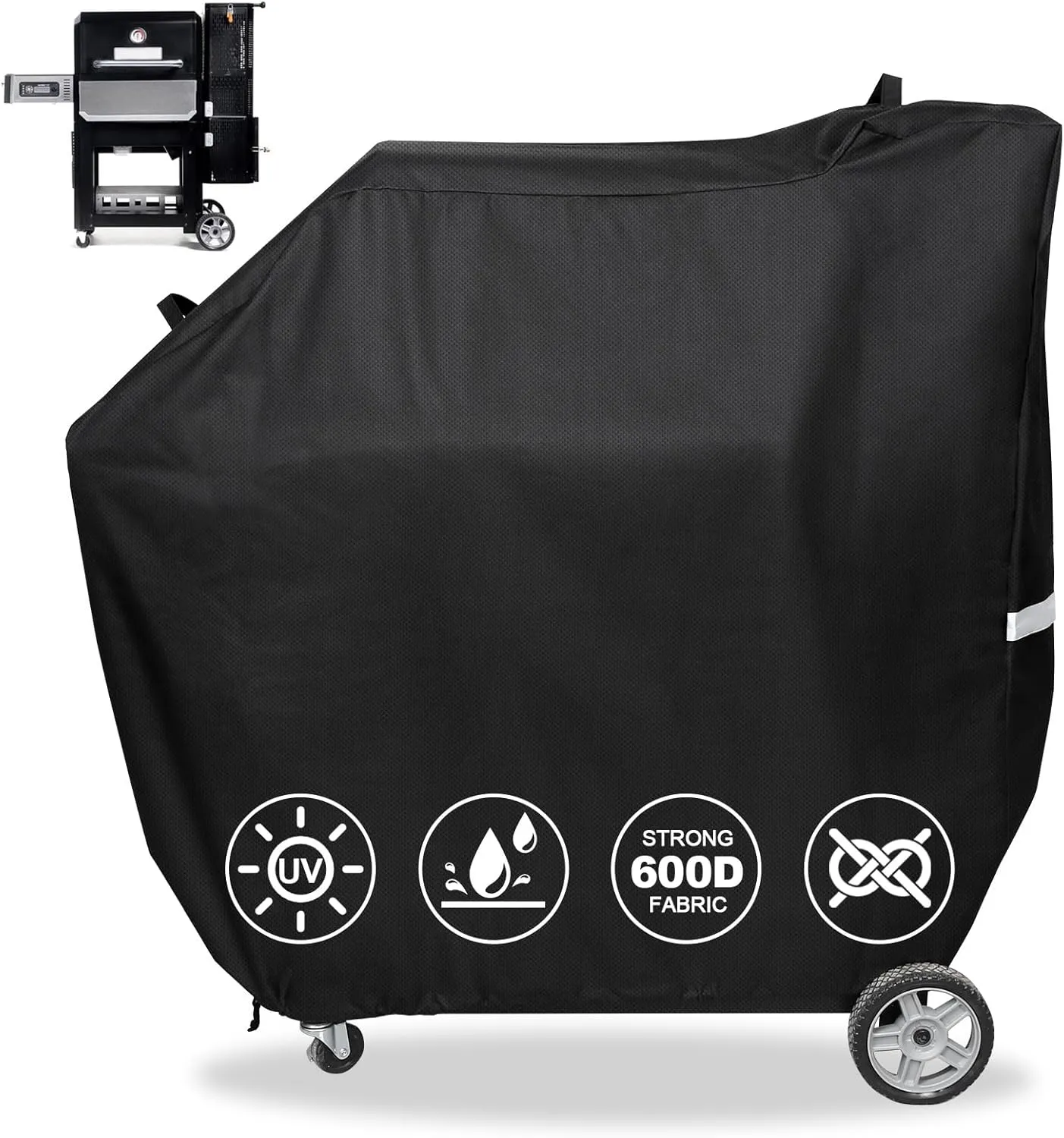 QuliMetal Smoker Cover for Masterbuilt Gravity Series 560, 800, 600, 900, Digital Charcoal Grill Cover, Compatible with MB20080220 & MB20040221, 600D Waterproof Material, Black