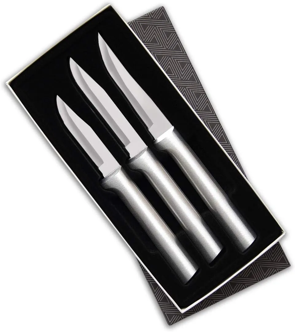 Rada Cutlery 3-Piece Paring Knife Galore Knife Gift Set , Made in USA, Silver Handles