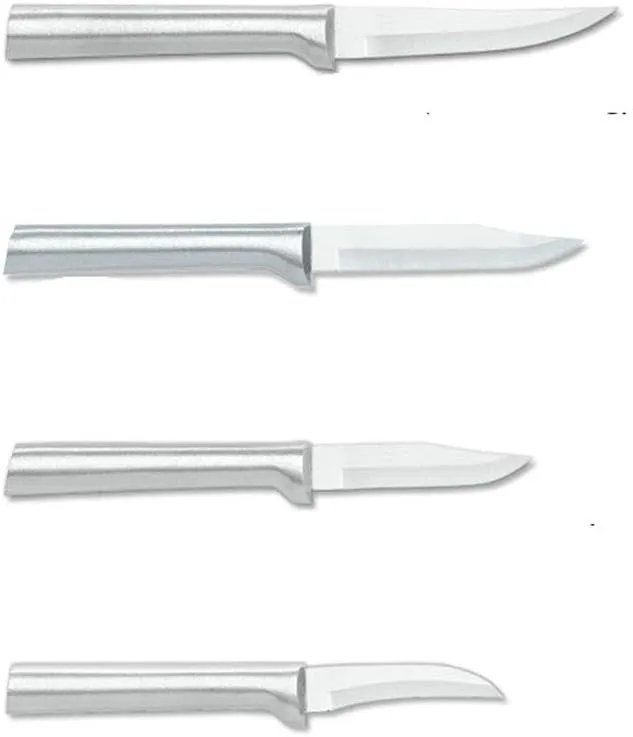Rada Cutlery 4-Piece Granny, Peeling, Regular, and Heavy Duty Paring Knife Set, Silver Handles