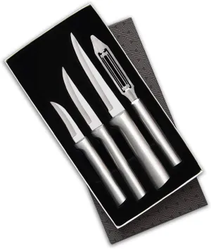Rada Cutlery 4-Piece Meal Prep Knife Gift Set, Made in USA, Silver Handles
