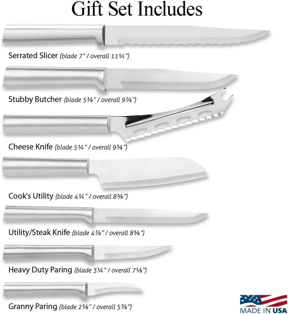 Rada Cutlery 7-Piece Starter Gift Part 2 Knife Set, Silver Handles