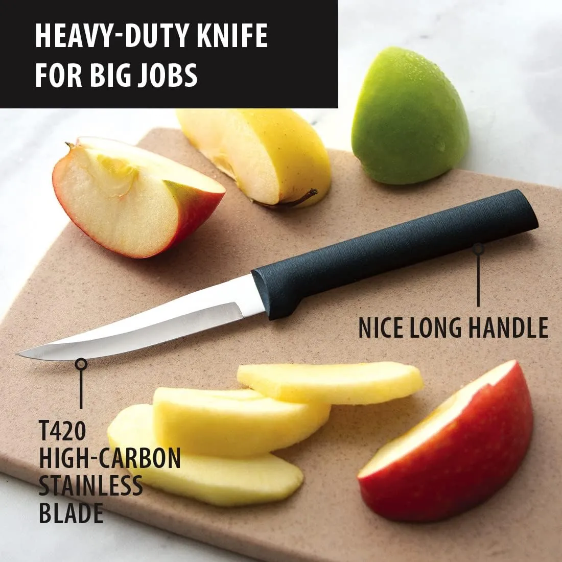 RADA Cutlery Heavy Duty Paring Knife, Black Handle, Pack of 2