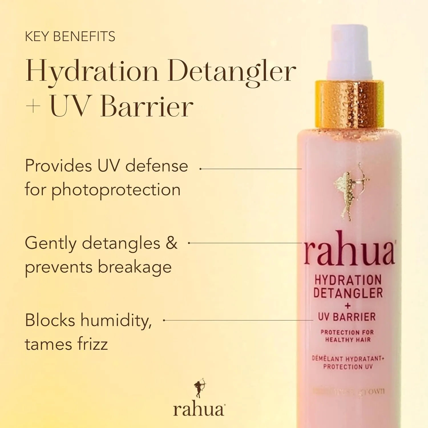 Rahua Hydration Detangler Spray   UV Barrier, 6.5 Fl Oz, Detangling Leave in Hair Care Softens Hair, Smooths Frizz, Supports Breakage & Damage, Conditioning for Brushable Shiny Hair, All Hair Types