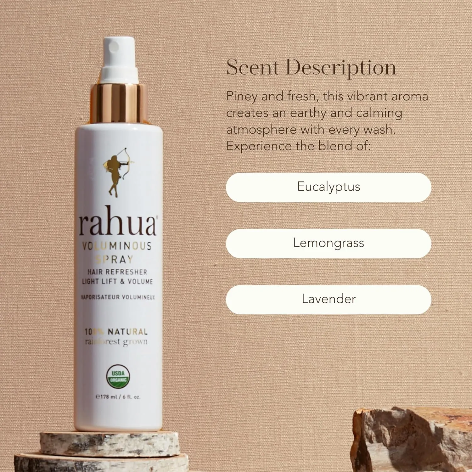 Rahua Voluminous Spray, 6 Fl Oz, Scalp & Hair Refresher, Light Lift & Volume Spray, Lavender Eucalyptus Aroma, 100% Natural Texture Spray with Nourishing Natural, Plant-Based Derived Ingredients