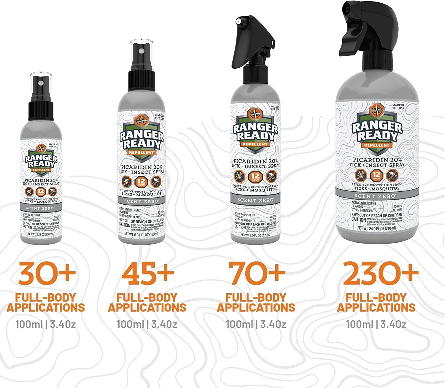 Ranger Ready Picaridin Insect Repellent & Tick Spray - Night Sky Scent, DEET-Free, 8 oz. (Single Pack)