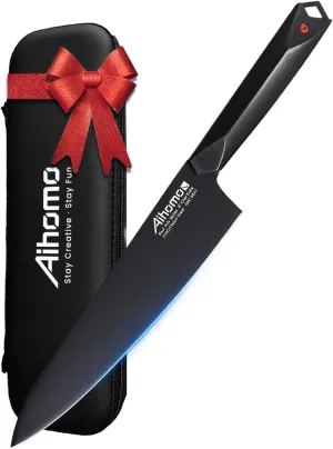 Razor-Sharp Chef Knife Full Tang Blade, 8-Inch Professional Kitchen Knife with Finger Guard & Ergonomic Handle, Multi-Purpose for Chopping, Dicing, Slicing, Mincing