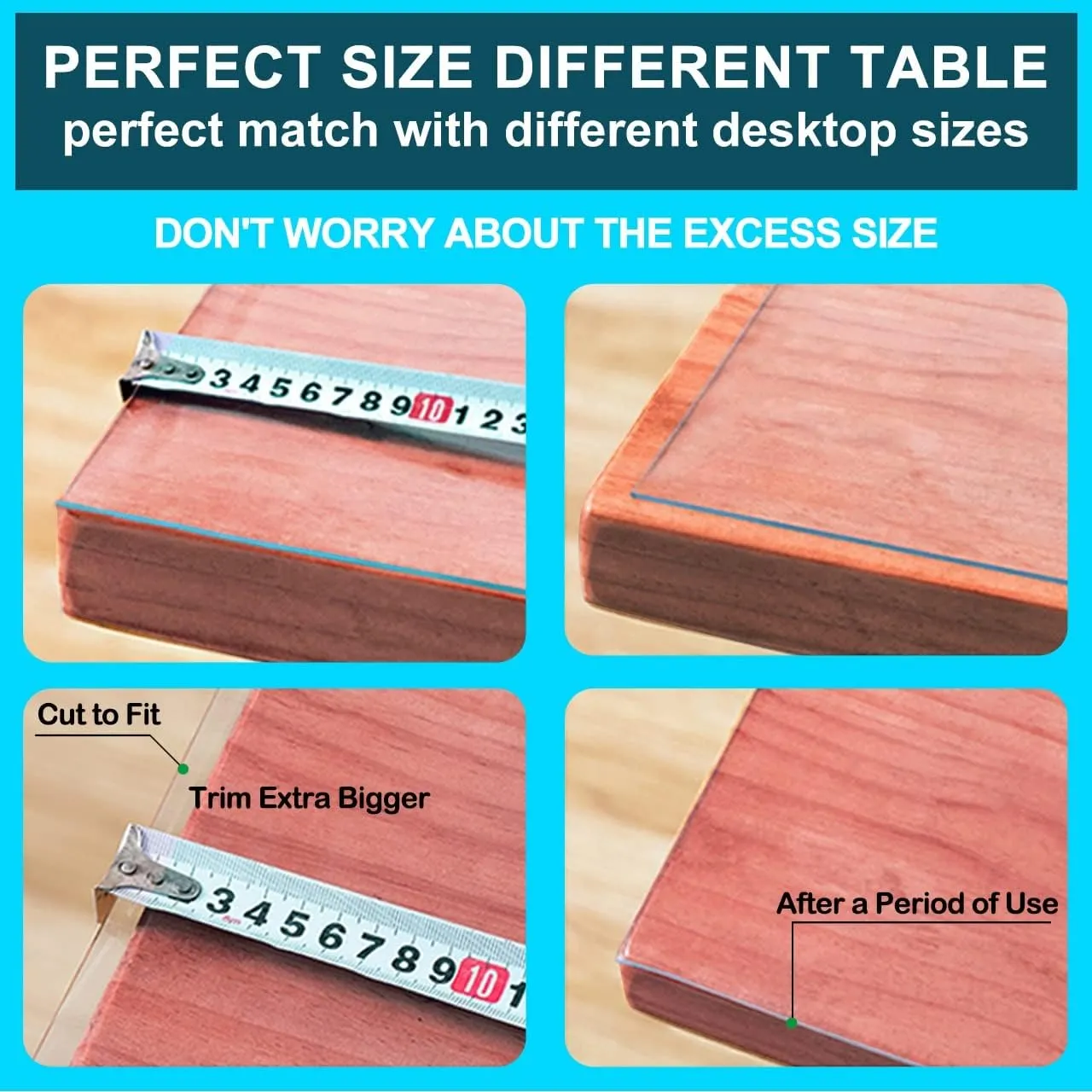 Rectangle PVC Vinyl Table Top Cloth Cover Clear Plastic Table Cover Protector Waterproof Table Pad for Picnic Table Meeting Desk Kitchen Countertop Coffee Sofa Table Waterproof Heat Resistant 32x63