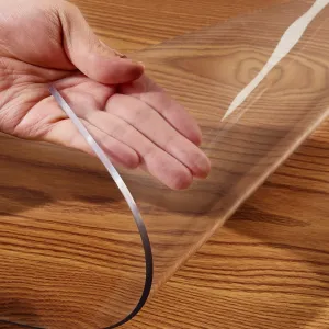 Rectangle PVC Vinyl Table Top Cloth Cover Clear Plastic Table Cover Protector Waterproof Table Pad for Picnic Table Meeting Desk Kitchen Countertop Coffee Sofa Table Waterproof Heat Resistant 32x63