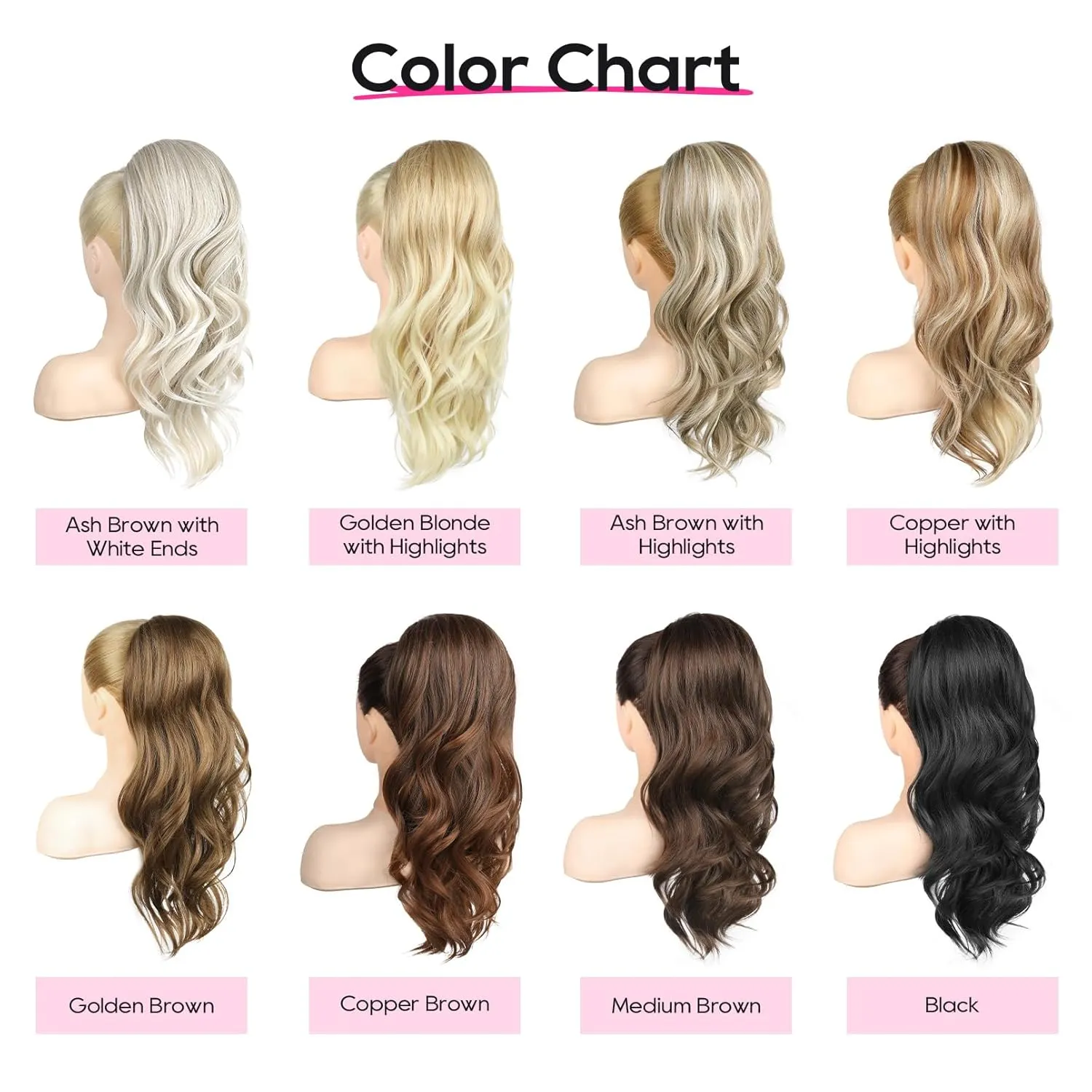 REECHO Ponytail Extension, Drawstring Ponytail Extension Long Wavy Layered Pony Tails Hair Extensions 22inch Natural Fake Ponytail Clip in Synthetic Hairpiece for Women, Chocolate Brown