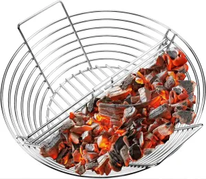 Replacement Kamado Classic Joe Charcoal Basket, Lump Ash Basket Fits Big Green Egg Grill, Large - Stainless Steel Charcoal Holder with Divider. Smoking Accessories also for other 18" Charcoal Grills