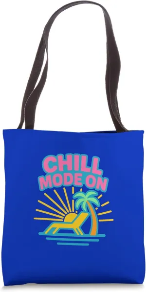Retro Chill Mode Beach Sunset Vibes Graphic Tote Bag
