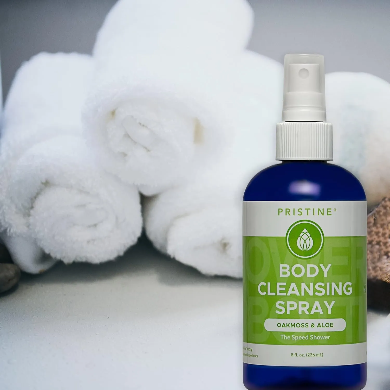 Rinse Free Waterless Body Cleansing Spray: Rinse Free Wash and Body Spray for Women and Men - a More Natural, Portable Shower and Wipes Alternative - Oakmoss & Aloe