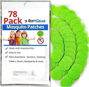 RiptGear Mosquito Patches - 78 Pack of Bug Stickers for Kids and Adults, Natural Citronella Patch Sticks to Any Surface - DEET Free Mosquito Stickers