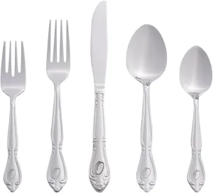 RiverRidge 5417-843-O Rose 46 Piece Monogrammed Flatware Set, Letter O, No size, Silver